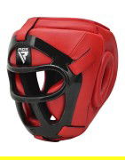 RDX Kask Bokserski z kratą HGX-T1 Grill Czerwony - sklep MMAniak.pl